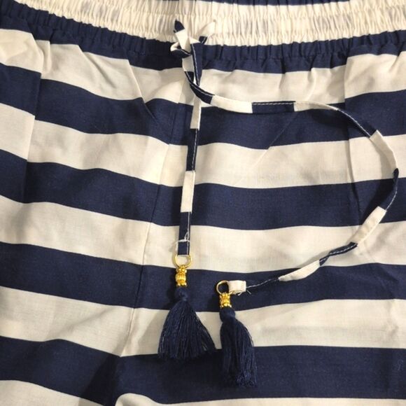 Tommy Bahama Beach Pants XL Navy Stripe Tropical Print Wide Leg Palmsparose NWT - Picture 8 of 11